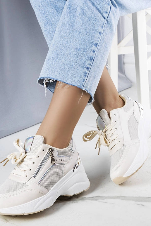 Sneakers con zeppa beige Stacey