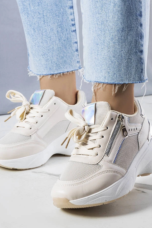 Sneakers con zeppa beige Stacey