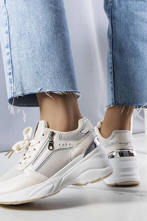 Sneakers con zeppa beige Stacey