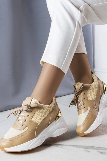 Sneakers beige decorate con monogramma Lora 2