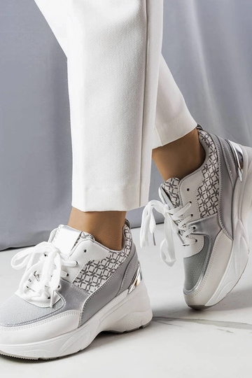 Scarpe sportive grigie con monogramma, "Lora"