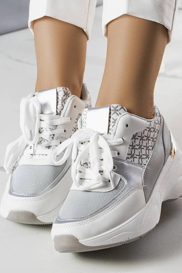 Scarpe sportive grigie con monogramma, "Lora" 2