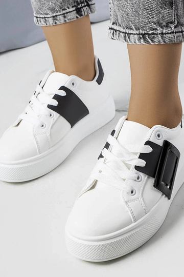 Sneakers bianche decorate con fibbia Toni nera