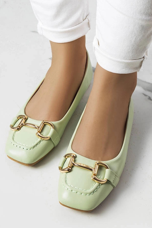 Scarpe verdi con dettagli dorati, "Iris"