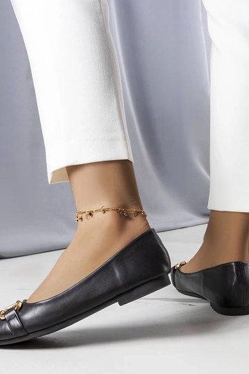 Ballerine nere con decorazione Iris oro
