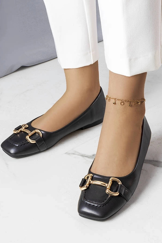 Ballerine nere con decorazione Iris oro