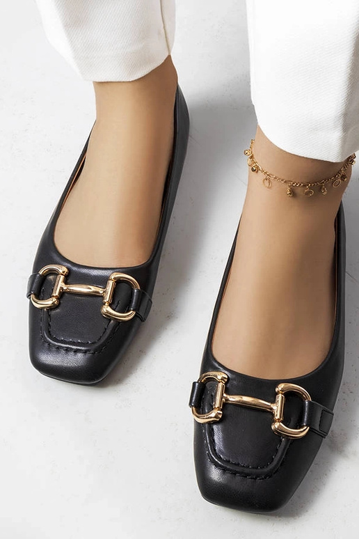 Ballerine nere con decorazione Iris oro