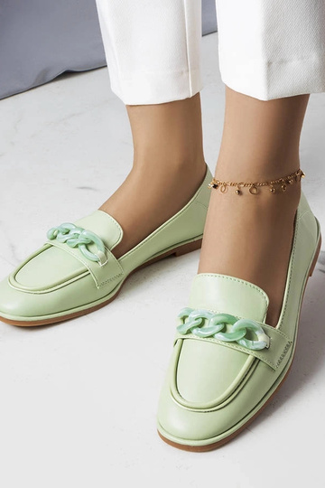 Mocassini con catena Bobbie verde