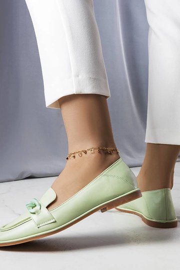 Mocassini con catena Bobbie verde 2