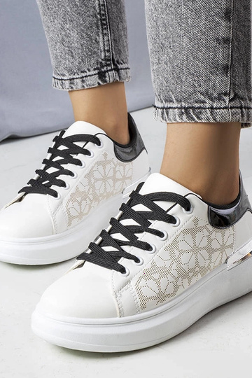 Sneakers Erin nere e bianche traforate