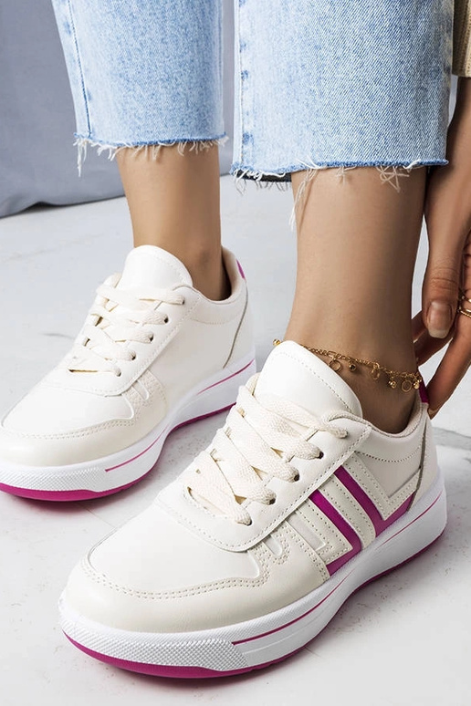 Sneakers panna con inserti rosa Olympia
