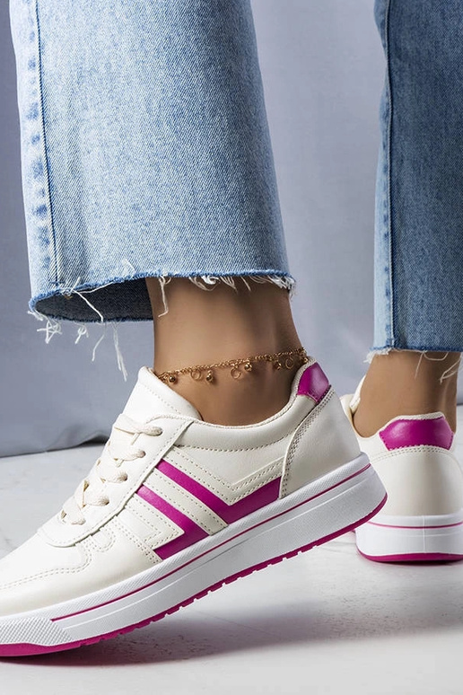 Sneakers panna con inserti rosa Olympia