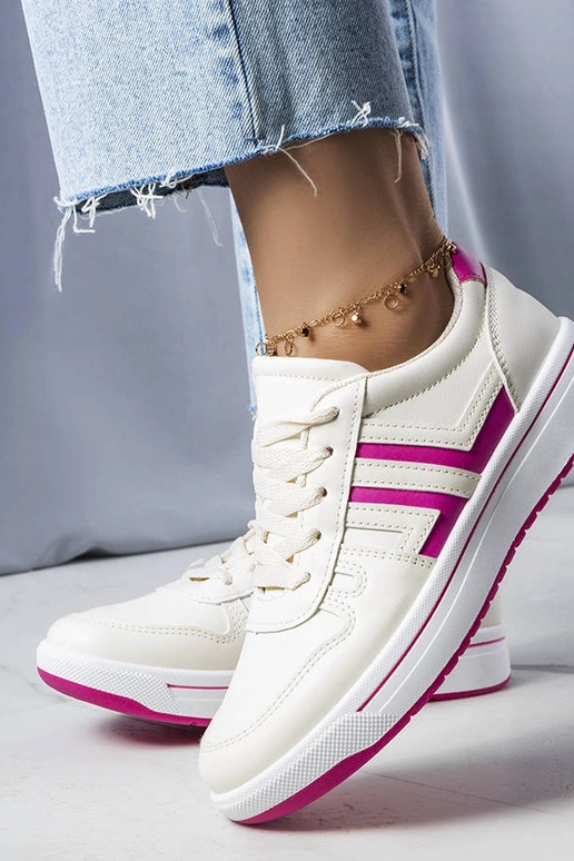 Sneakers panna con inserti rosa Olympia