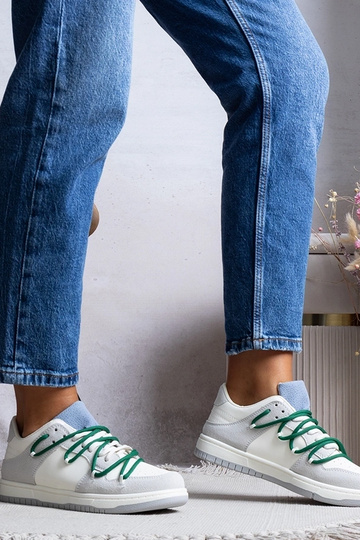 Sneakers da donna grigie con lacci verdi Arcobaleno