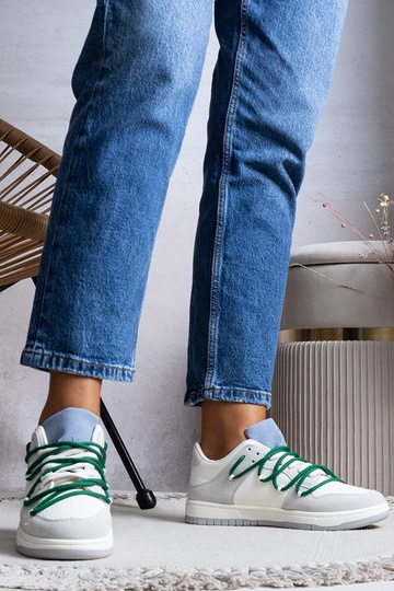 Sneakers da donna grigie con lacci verdi Arcobaleno 2