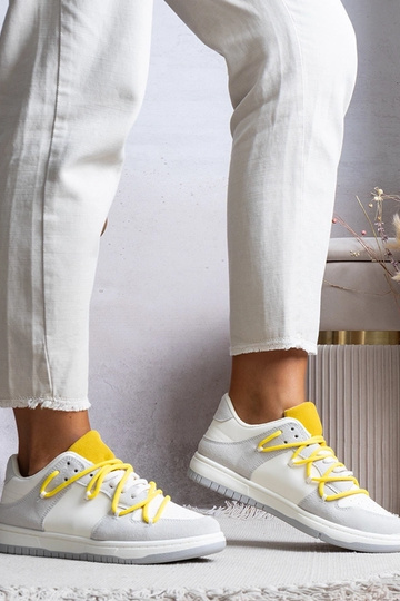 Sneakers da donna grigie con lacci gialli Arcobaleno