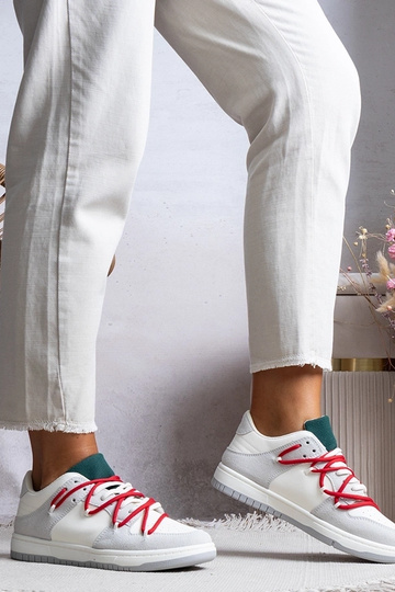 Sneakers da donna grigie con lacci rossi Arcobaleno