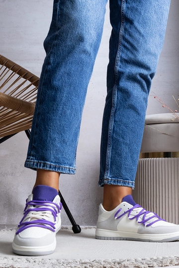 Sneakers grigie sneakers donna lacci viola Arcobaleno 2