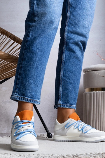 Sneakers donna grigie lacci... 2