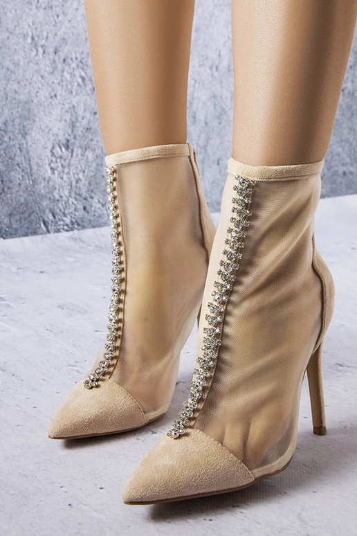 Stivaletti color sabbia con strass,...