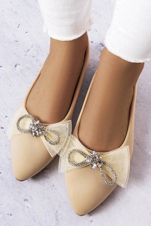 Ballerine beige con fiocco e zirconi...