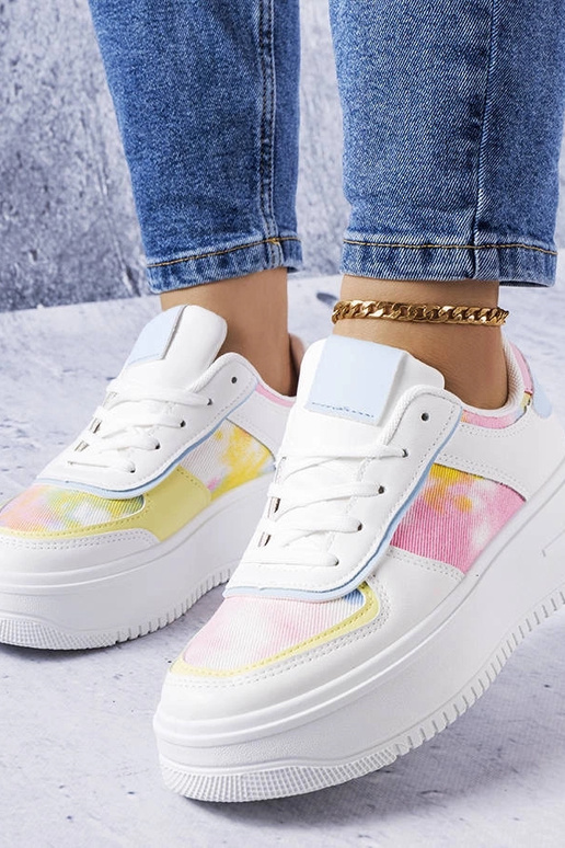 Scarpe con plateau Heloise bianche e blu