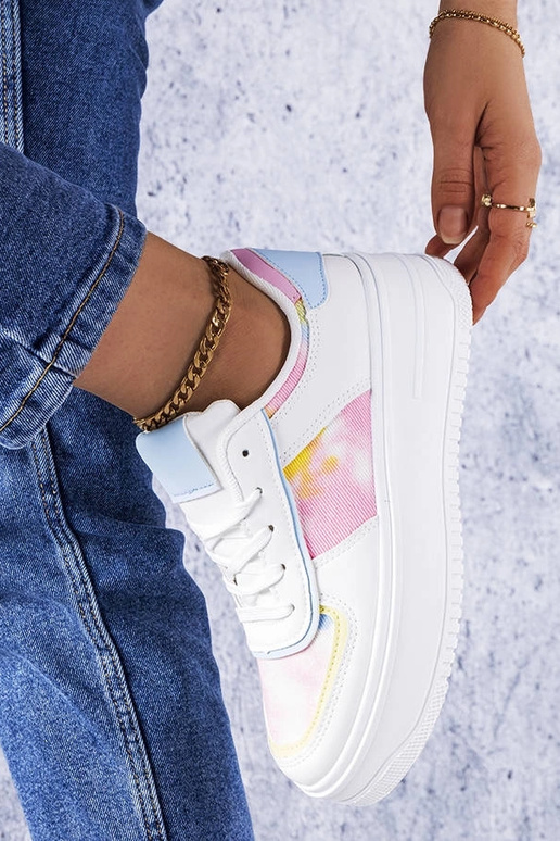 Scarpe con plateau Heloise bianche e blu