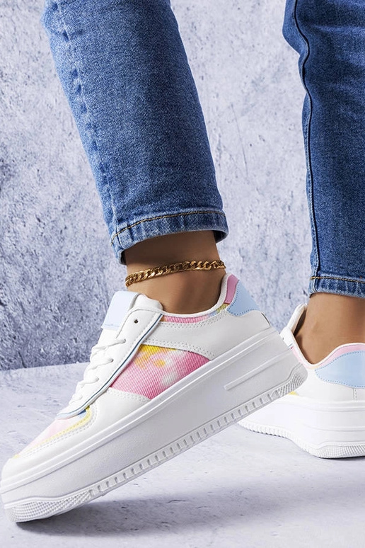 Scarpe con plateau Heloise bianche e blu