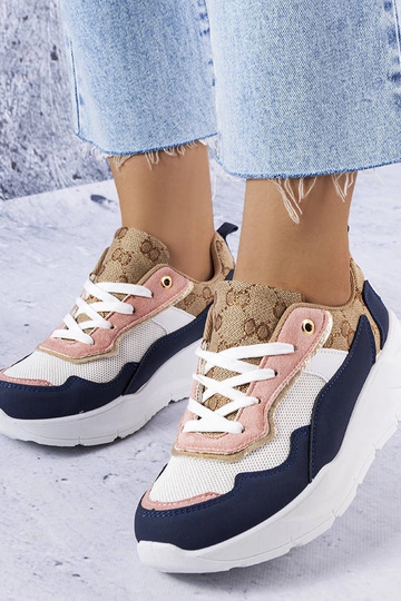 Sneakers blu navy con inserti dorati Lebrun