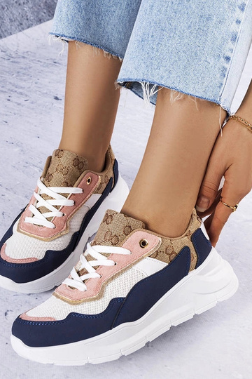 Sneakers blu navy con inserti dorati Lebrun 2