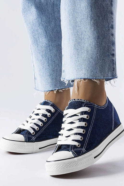 Sneakers con zeppa glitter blu navy...