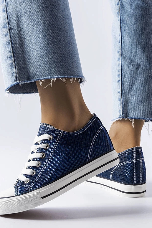 Sneakers con zeppa glitter blu navy...
