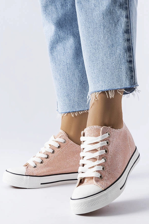 Sneakers con zeppa glitter rosa Crete