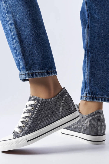 Sneakers con zeppa Crete glitterata nera