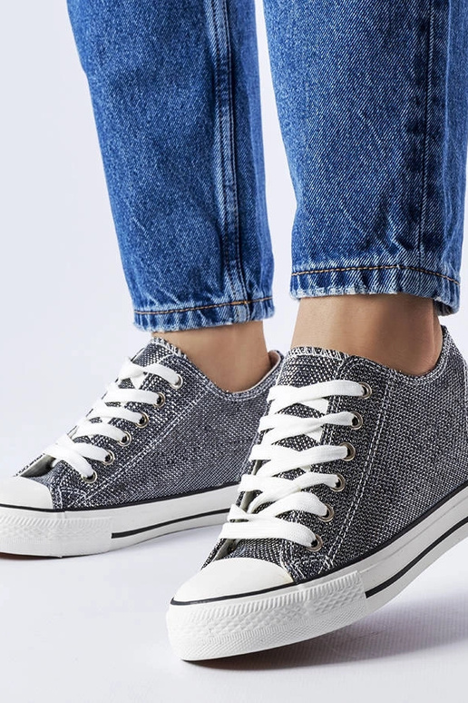 Sneakers con zeppa Crete glitterata nera