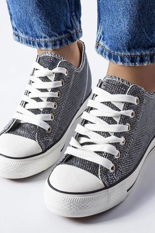 Sneakers con zeppa Crete glitterata nera