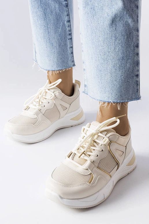 Sneakers beige in materiale misto Caya