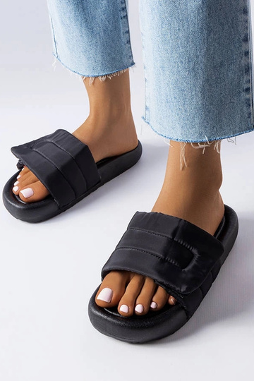 Pantofole nere con chiusura a velcro, „Aleron"