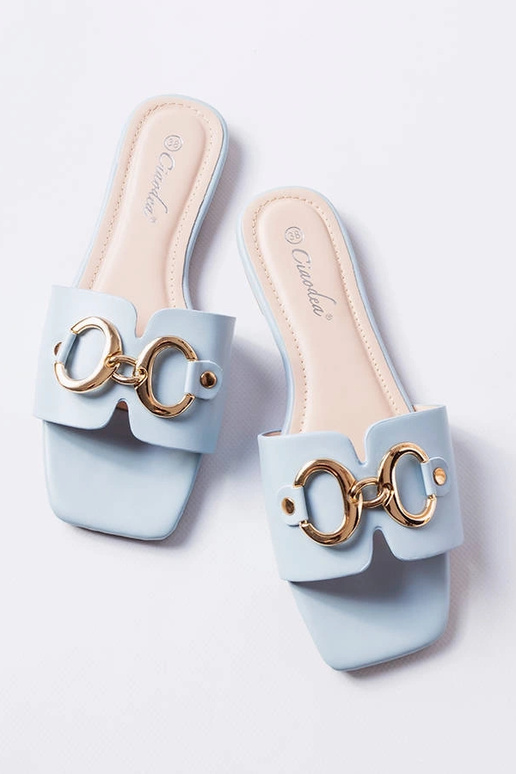 Pantofole eleganti blu con catena,...