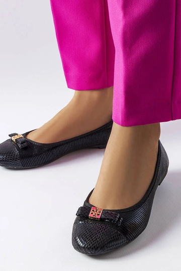 Ballerine nere eleganti con fiocco Lastra