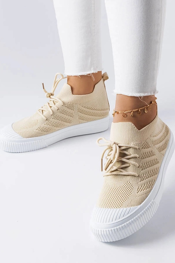 Sneakers in tessuto elasticizzato Polaire beige