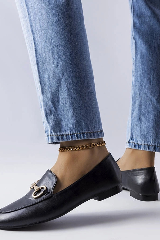 Mocassini neri con fibbia Philip