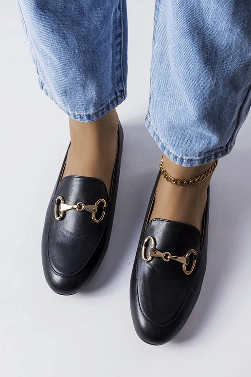 Mocassini neri con fibbia Philip