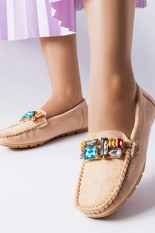 Mocassini beige con sottopiede in...