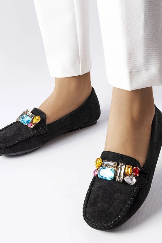 Mocassini neri con soletta in pelle,...