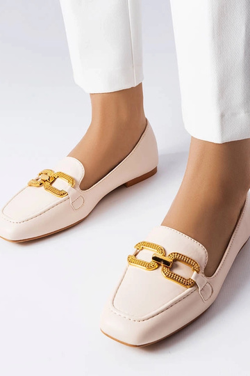 Mocassini beige con fibbia Rousseau