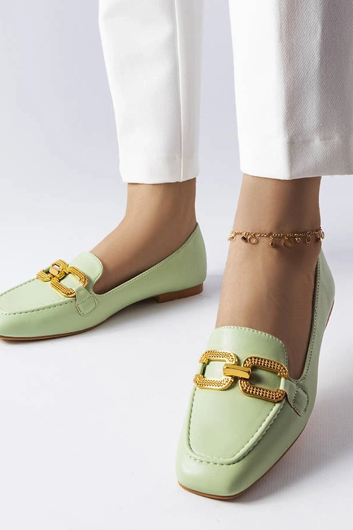 Mocassini verdi con fibbia Rousseau