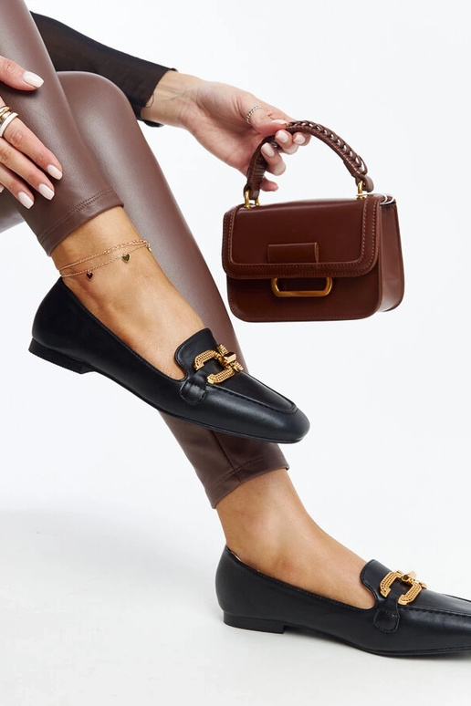 Mocassini neri con fibbia Rousseau