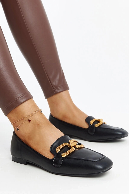 Mocassini neri con fibbia Rousseau