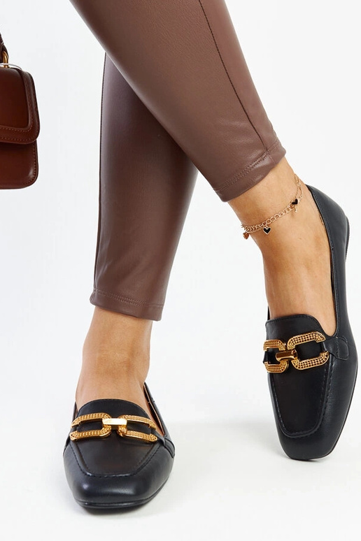 Mocassini neri con fibbia Rousseau